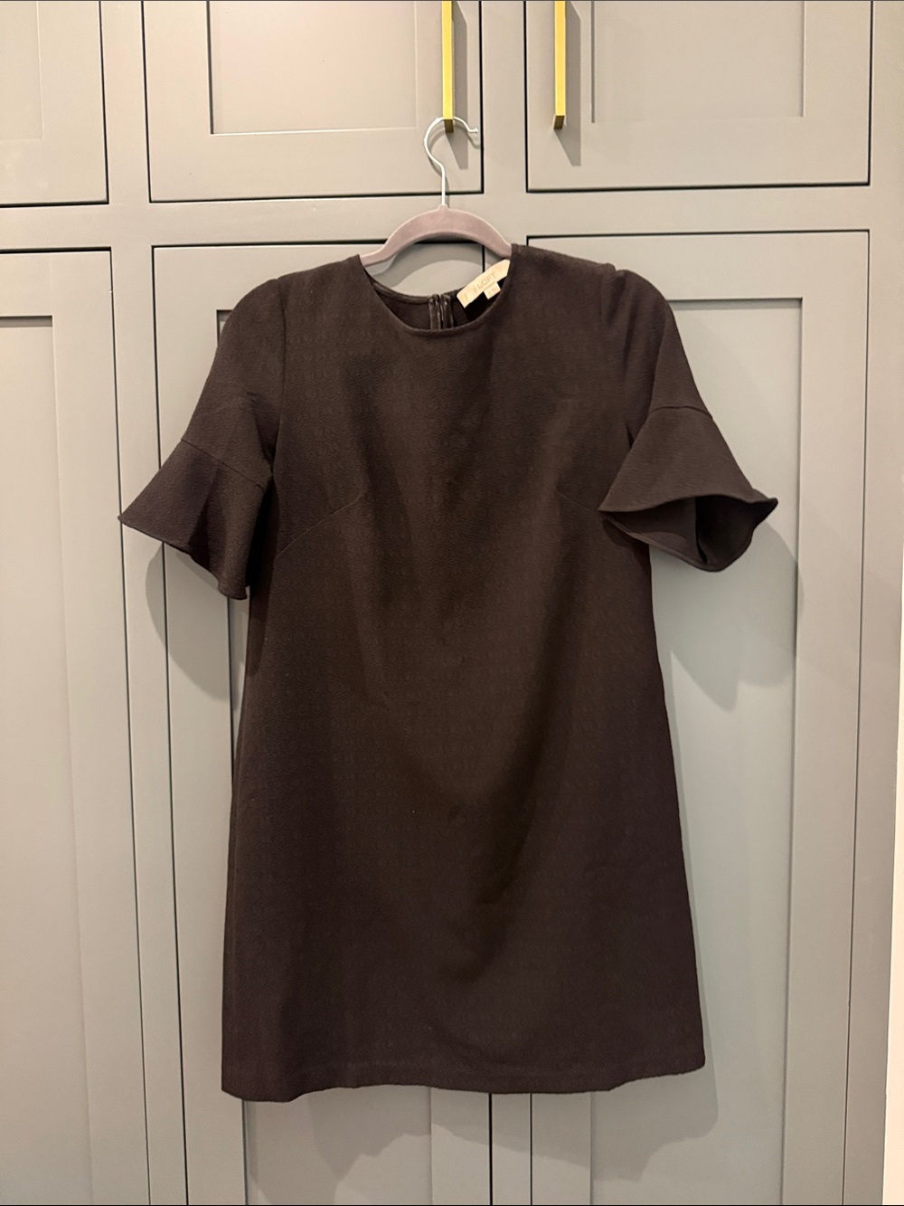 LOFT Chocolate Brown Ruffle Sleeve Shift Dress
